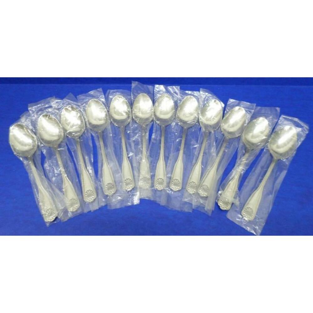 12 - Excel EXF18 Shell Glossy Stainless KOREA Flatware 7 1/4" SOUP SPOONS - New!